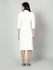 Gaiia Solid Color Tweed Blazer And Skirt Set