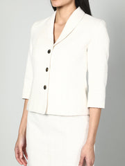 Gaiia Solid Color Tweed Blazer And Skirt Set