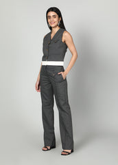 Gaiia Grey Waistcoat And Trousers Set - Grey