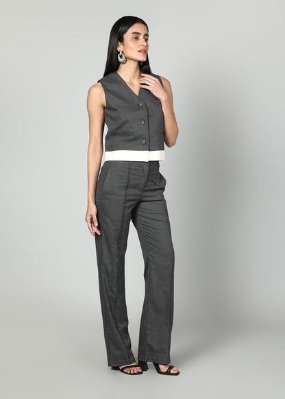 Gaiia Grey Waistcoat And Trousers Set - Grey