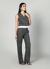 Gaiia Grey Waistcoat And Trousers Set - Grey