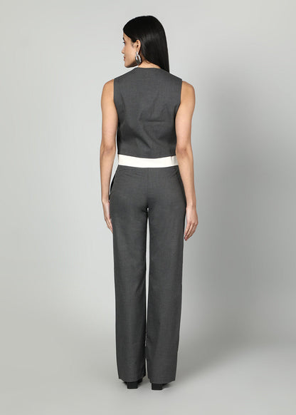 Gaiia Grey Waistcoat And Trousers Set - Grey