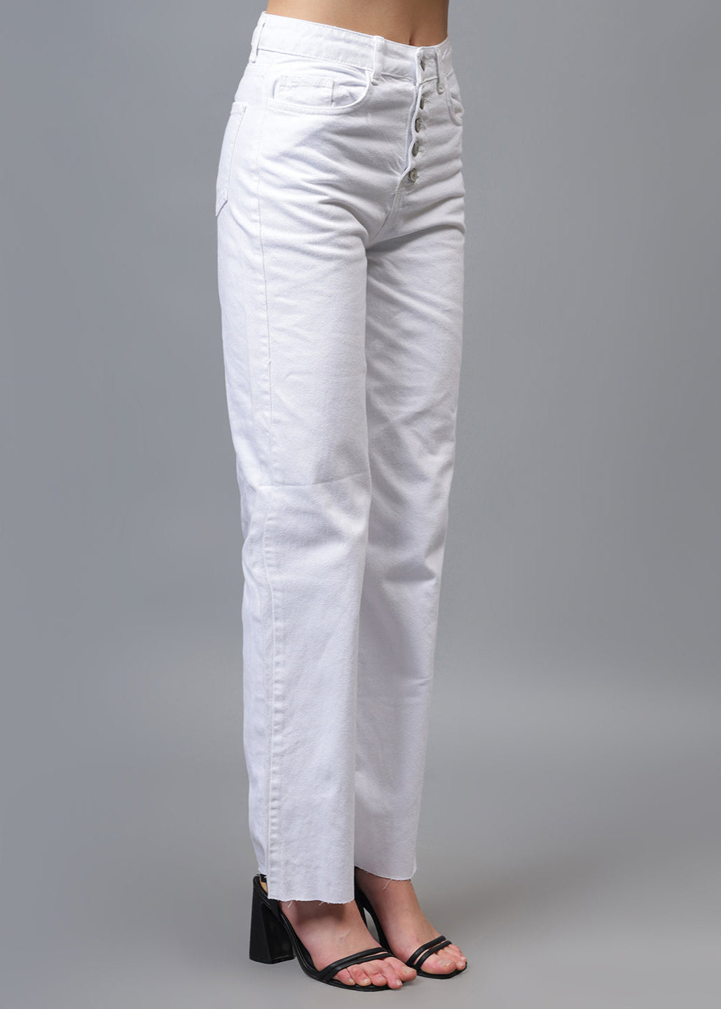 Gaiia Five Button White Denim Jeans