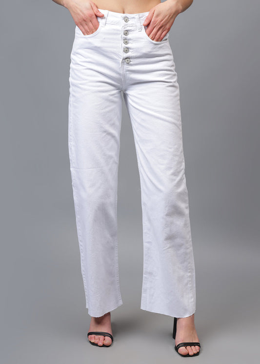 Five Button White Denim Jeans