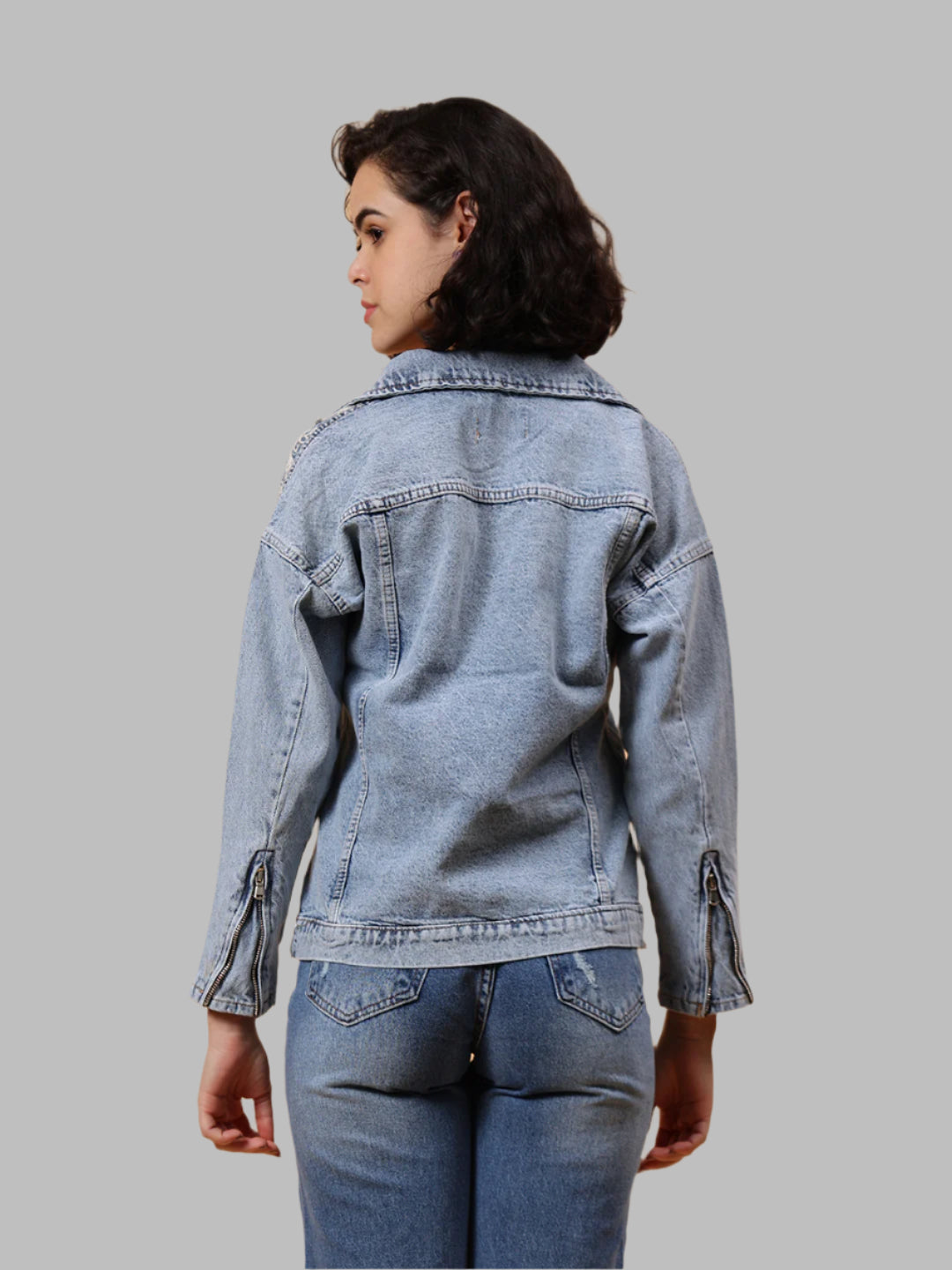 Gaiia Embroided Denim Jacket - Blue