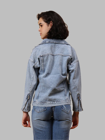 Gaiia Embroided Denim Jacket - Blue