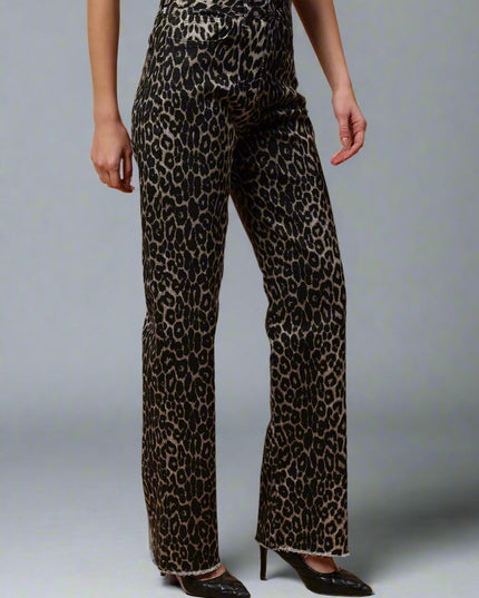 Leopard Print Straight Leg Jeans