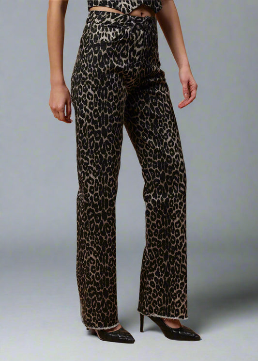 Leopard Print Straight Leg Jeans