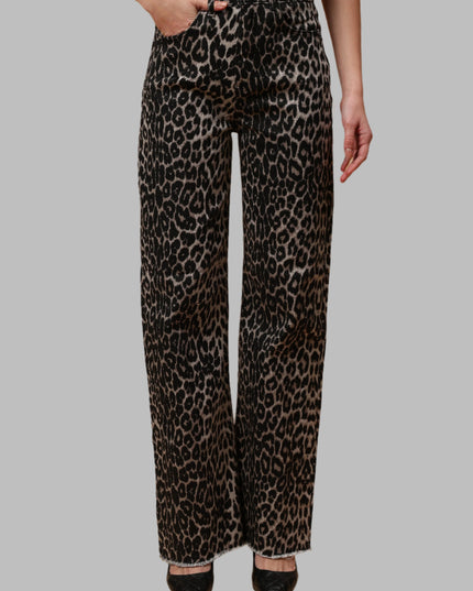 Leopard Print Straight Leg Jeans