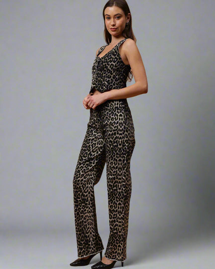 Leopard Print Straight Leg Jeans