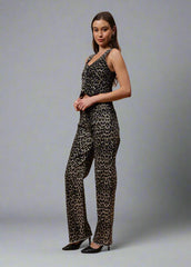 Gaiia Leopard Print Straight Leg Jeans