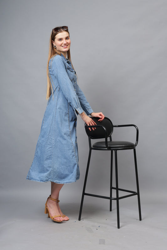 Denim Long Buttoned Dress