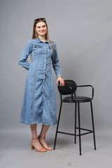 Denim Long Buttoned Dress