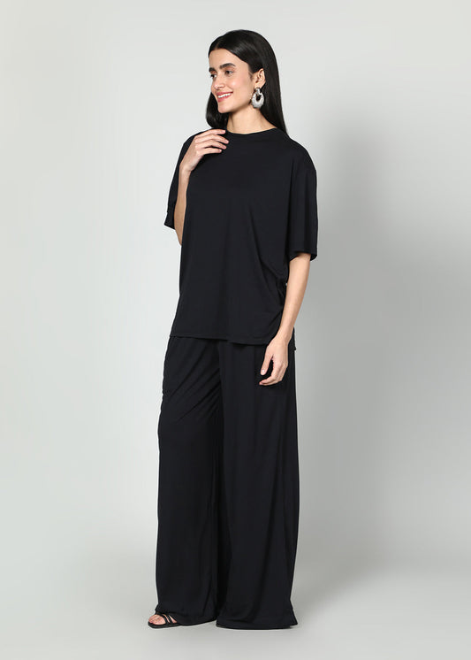 Women Black Half Sleeves Co-Ord Set