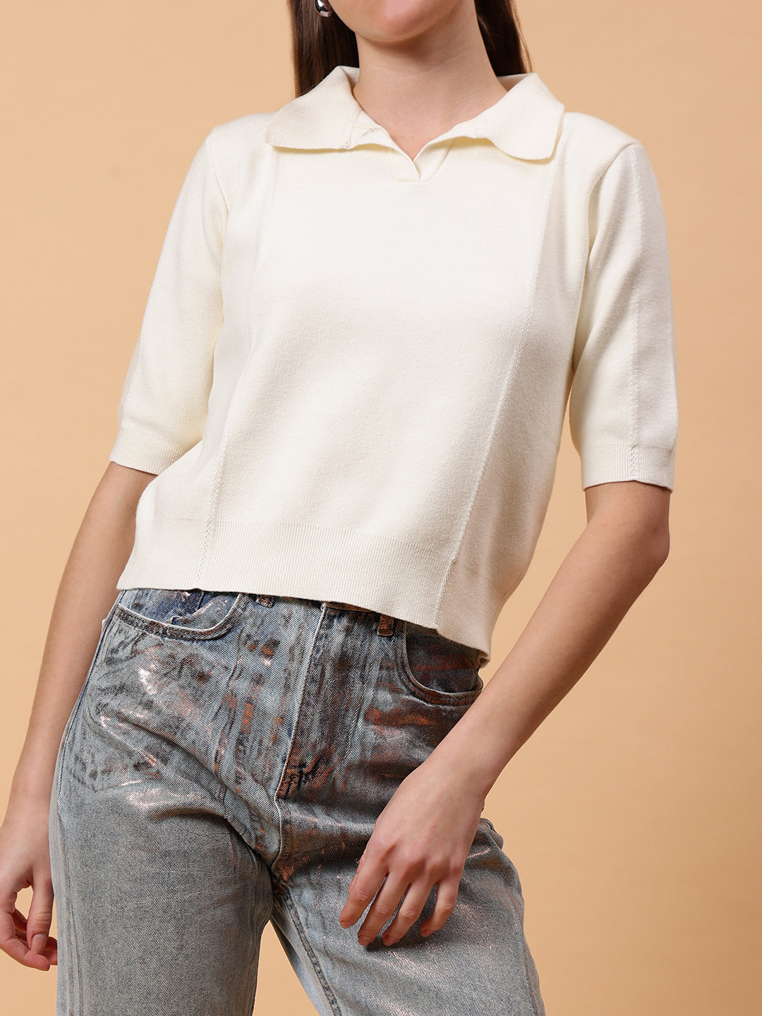 Gaiia Shimmer Tapered Fit Denim Jeans