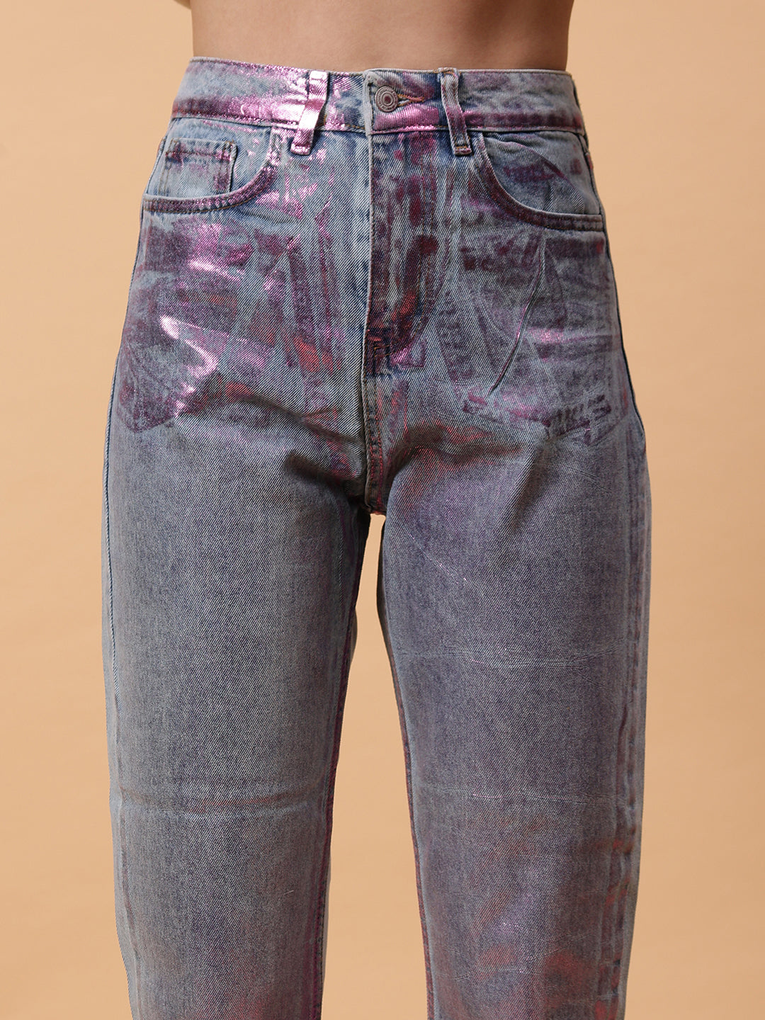 Gaiia Shimmer Tapered Fit Denim Jeans