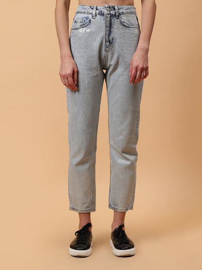 Gaiia Shimmer Tapered Fit Denim Jeans