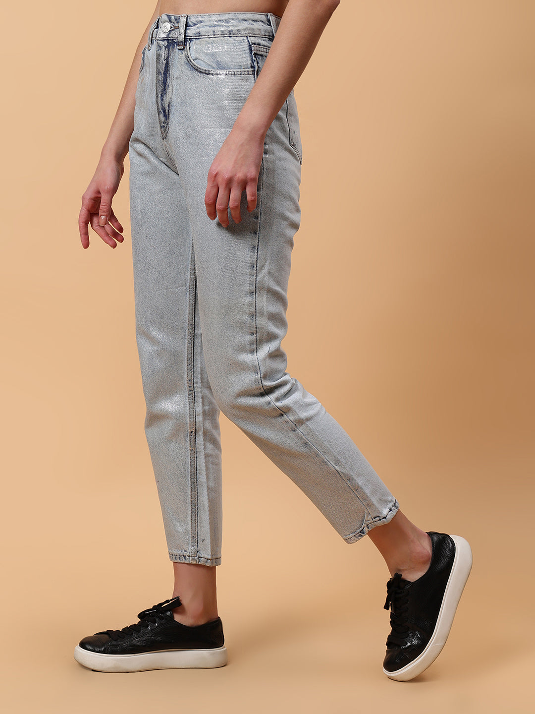 Gaiia Shimmer Tapered Fit Denim Jeans