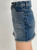 Crystal-Embellished Denim Miniskirt