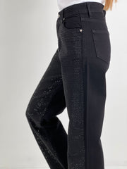 Straight Jeans With Rhinestone