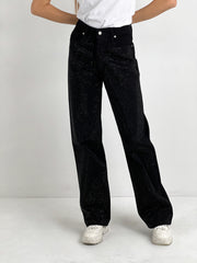 Straight Jeans With Rhinestone