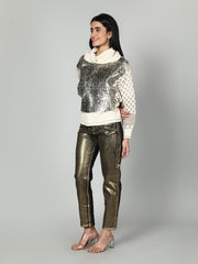 Snake Print High Neck Pullover
