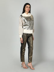 Snake Print High Neck Pullover