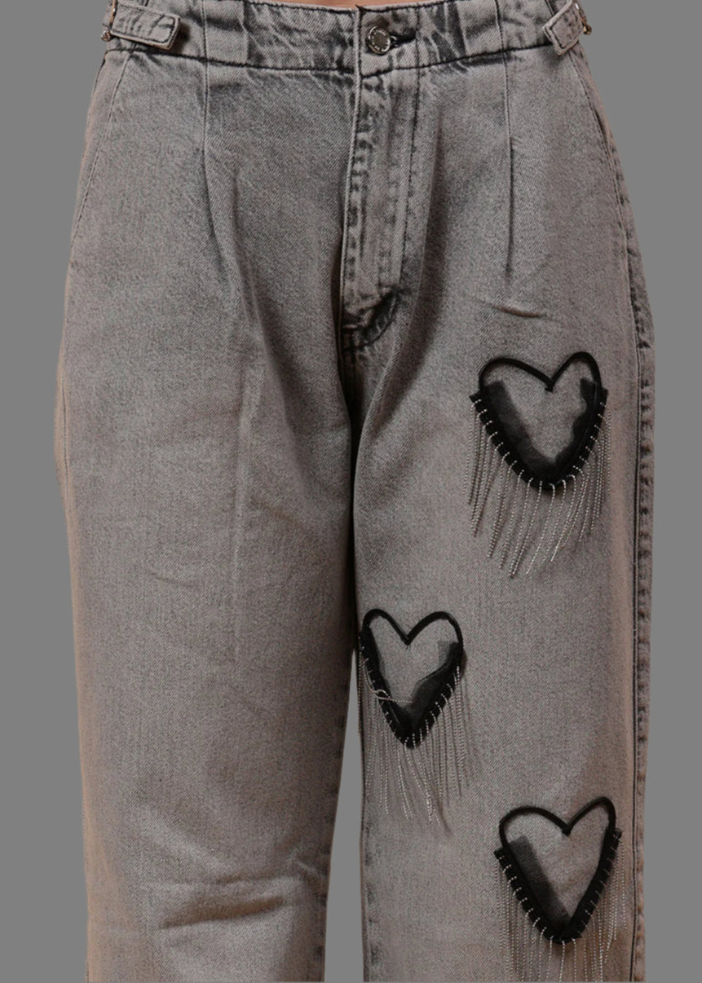 Gaiia Heart Design Wide Leg Denim