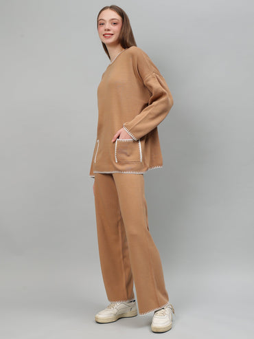 Gaiia New Round Neck Pocket Pattern Co-Ord Set