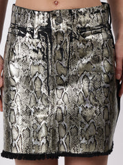 Golden Snake Print Mini Skirt