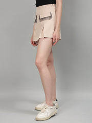 Solid Colour Skorts With Embellished Pockets