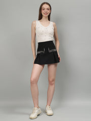 Solid Colour Skorts With Embellished Pockets