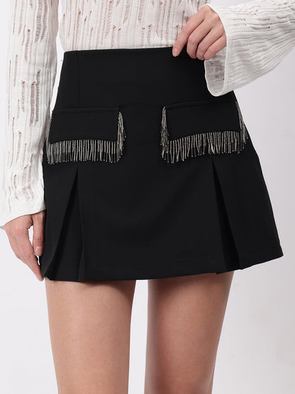 Gaiia Solid Colour Skorts With Embellished Pockets