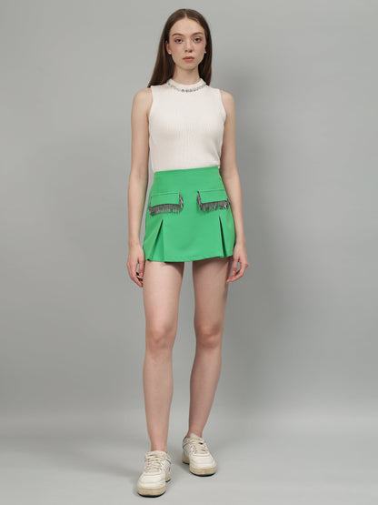 Gaiia Solid Colour Skorts With Embellished Pockets