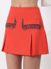 Gaiia Solid Colour Skorts With Embellished Pockets