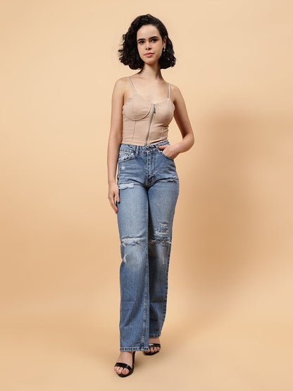 Gaiia Solid Colour Bustier With Zipper