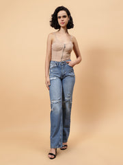Solid Colour Bustier With Zipper