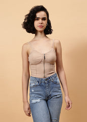 Solid Colour Bustier With Zipper