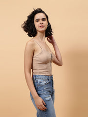Solid Colour Bustier With Zipper