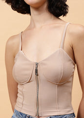Solid Colour Bustier With Zipper