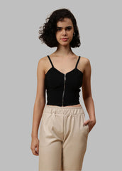 Solid Colour Bustier With Zipper