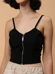 Solid Colour Bustier With Zipper