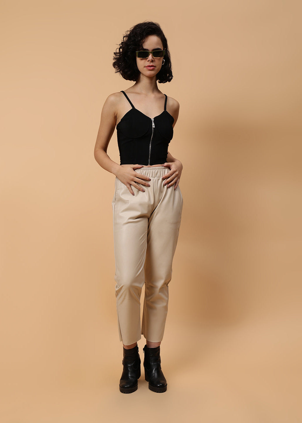 Solid Colour Bustier With Zipper