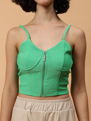 Solid Colour Bustier With Zipper