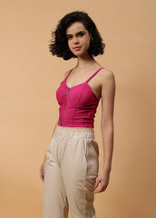 Solid Colour Bustier With Zipper