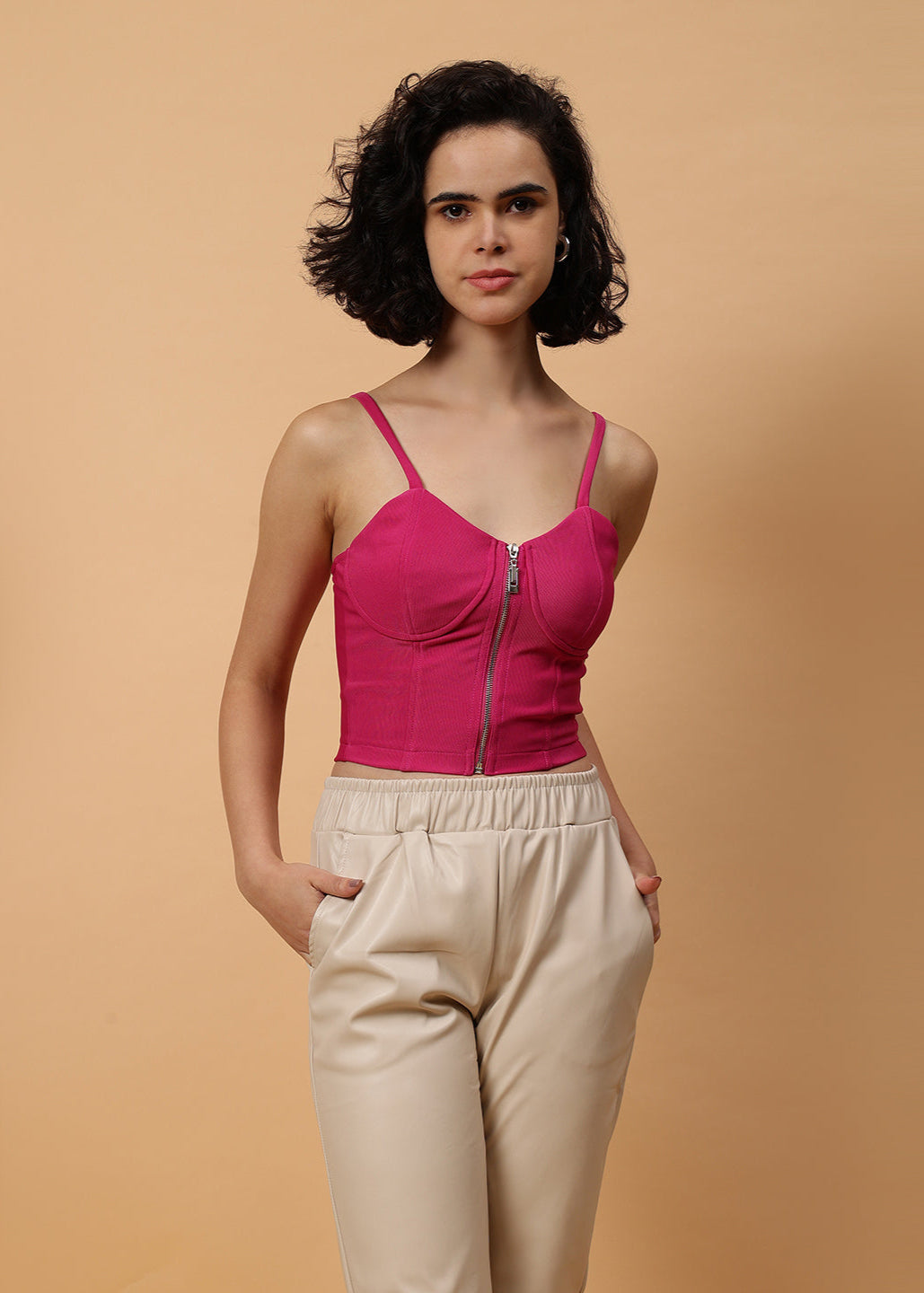 Gaiia Solid Colour Bustier With Zipper