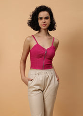 Solid Colour Bustier With Zipper