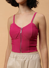 Solid Colour Bustier With Zipper
