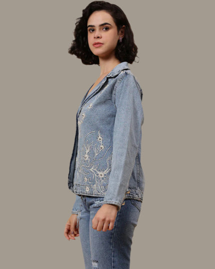 Embroided Denim Blazer