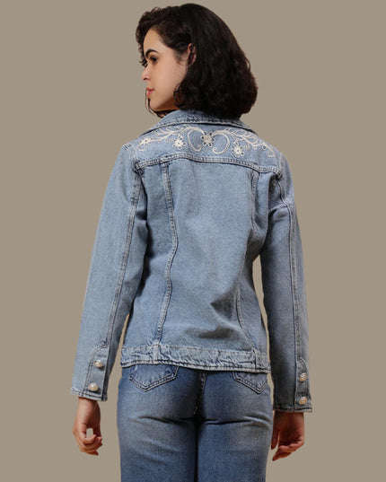 Embroided Denim Blazer